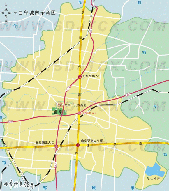 5小时;济宁曲阜机场(在济宁市嘉祥县)有专线公路相通,距离只有80公里